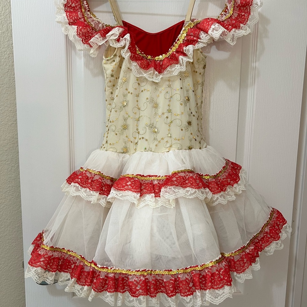 Revolution Red and Gold Spanish Theme Ballet Costume Teen or Adult - Picture 6 of 15